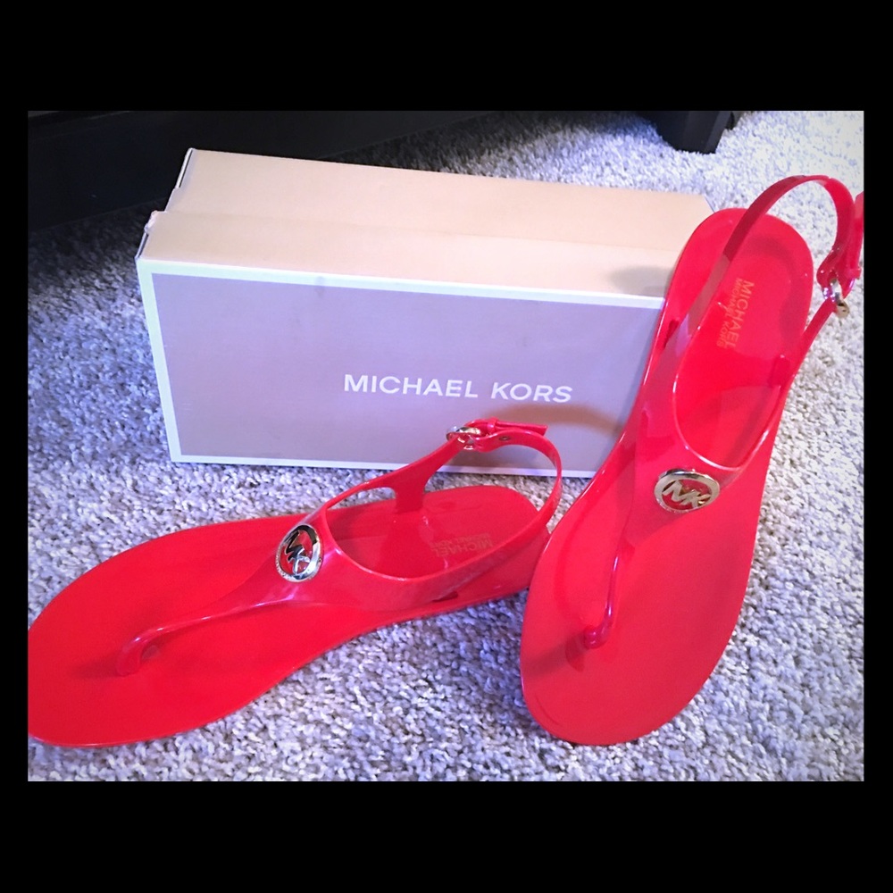 Michael Kors Jelly Sandals shoes Orange 🍊 9M
